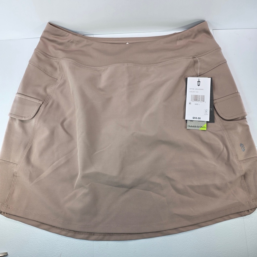 Free Country Women Tan Cargo Active Skort Size L NWT Pickleball Tennis Golf